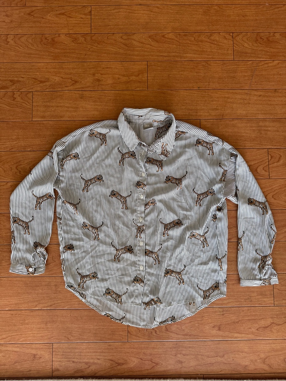 ASOS Striped Button-Down Shirt with Leopard Print